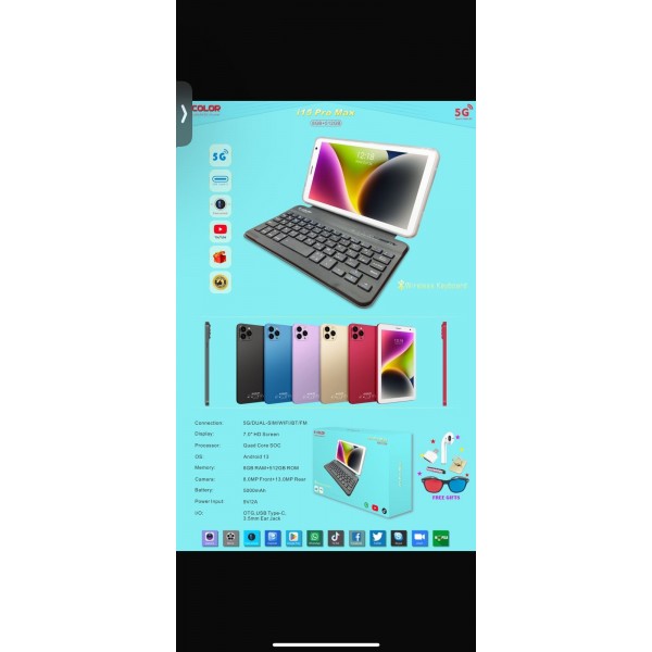 تابلت مزود بكيبورد شبيه الايفون i15 Pro