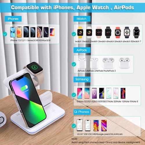 شاحن لاسلكي قاعدة شحن لاسلكية 3 في 1