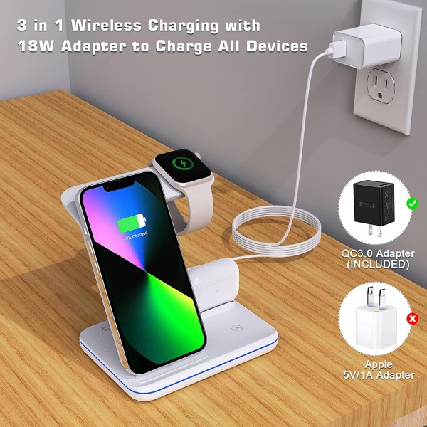 شاحن لاسلكي قاعدة شحن لاسلكية 3 في 1