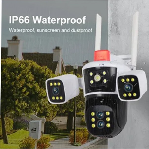 عرض قطعتين كاميرة مراقبة ب ثلاث عدسات 360 درجة تعمل بالطاقة الشمسية