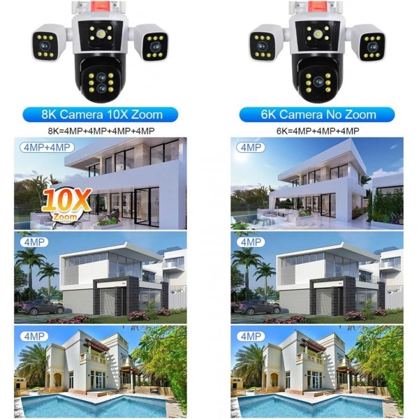 عرض قطعتين كاميرة مراقبة ب ثلاث عدسات 360 درجة تعمل بالطاقة الشمسية