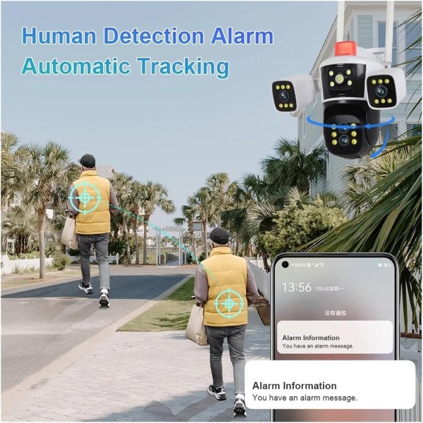 عرض قطعتين كاميرة مراقبة ب ثلاث عدسات 360 درجة تعمل بالطاقة الشمسية