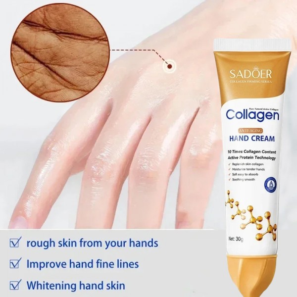 عرض 4 قطعة قطعة كريم اليدين المضاد للشيخوخة والكولاجين النشط من سادوير ANTI AGING COLLAGEN HAND CREAM